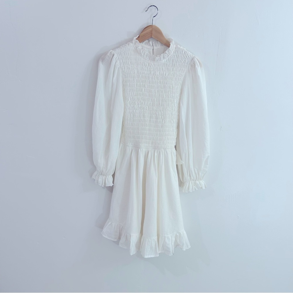 Petal & pup smocked white mini dress size 2
